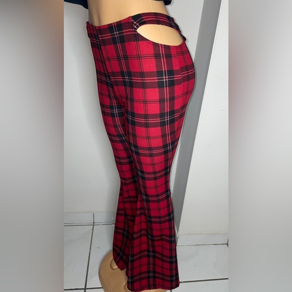 NWT JUSTPOLLY PLAID R/B WIDE LEG PANT CHRISTMAS - Picture 1 of 7